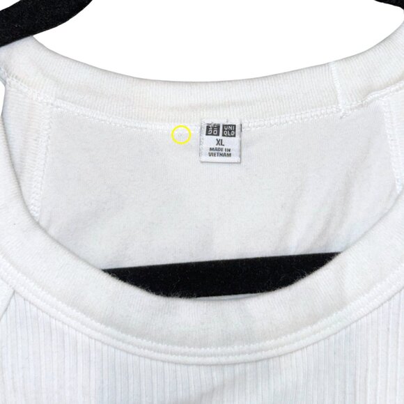 NWOT Uniqlo White Ribbed Halter Neck Padded Built In Shelf Bra Tank Top - XL - Picture 4 of 8